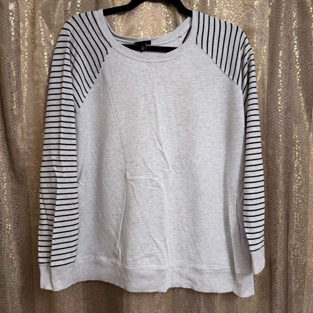 Torrid Heather Gray Black Striped Raglan Sleeve Pullover Sweater 2XL